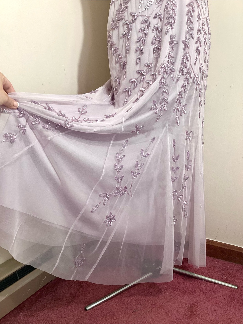 Marina Lavender Beaded Godet Gown Size M/L - Picture 9 of 15